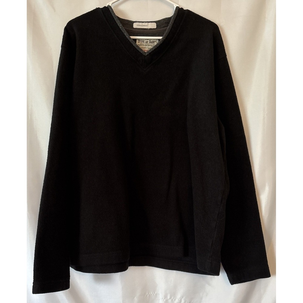 Steve And Barry's Men's Black Fleece Layered V Neck L Sleeve Shirt/jacket XL